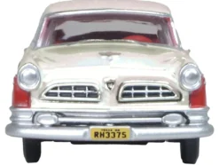 1955 Chrysler New Yorker Deluxe St. Regis Tango Red and Platinum Metallic 1/87 (HO) Scale Diecast Model Car by Oxford Diecast