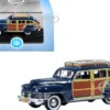 1942 Chrysler Town & Country Woody Wagon South Sea Blue with Wood Panels and Roof Rack 1/87 HO Scale Diecast Model Car Oxford Diecast 87CB42002