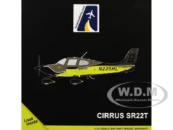 Cirrus SR22T Composite Aircraft (N225HL) Black and Neon Green "Gemini General Aviation" Series 1/72 Diecast Model Airplane by GeminiJets