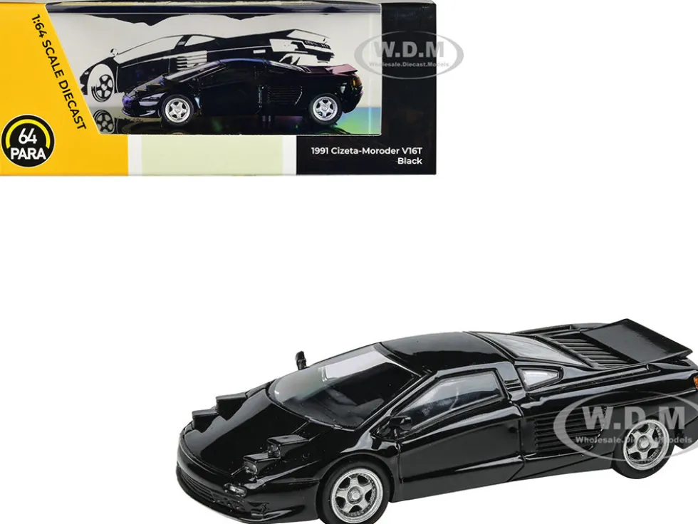 1991 Cizeta V16T Black 1/64 Diecast Model Car Paragon Models PA-55505