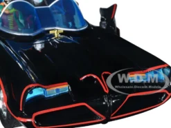 1966 Classic Batmobile with Diecast Batman The Joker The Penguin Plastic Robin Sitting Inside The Car Batman TV Series 1966 Hollywood Rides Series 1/24 Diecast Model Car Jada 33737