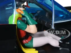 1966 Classic Batmobile with Diecast Batman The Joker The Penguin Plastic Robin Sitting Inside The Car Batman TV Series 1966 Hollywood Rides Series 1/24 Diecast Model Car Jada 33737
