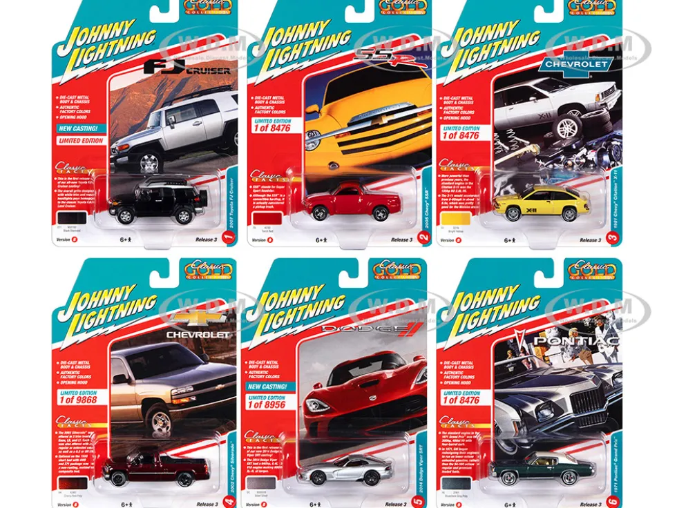 Classic Gold Collection 2022 Set B of 6 Cars Release 3 1/64 Diecast Model Cars Johnny Lightning JLCG030B
