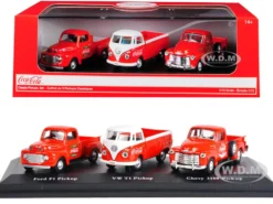 Classic Pickups Gift Set 3 Pickup Trucks Coca Cola 1/72 Diecast Model Cars Motor City Classics 472100