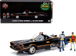 Classic TV Series Batmobile Working Lights Diecast Batman Robin Figures 80 Years Batman 1/18 Diecast Model Car Jada 98625