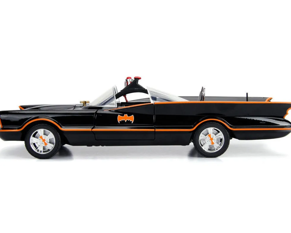Classic TV Series Batmobile Working Lights Diecast Batman Robin Figures 80 Years Batman 1/18 Diecast Model Car Jada 98625
