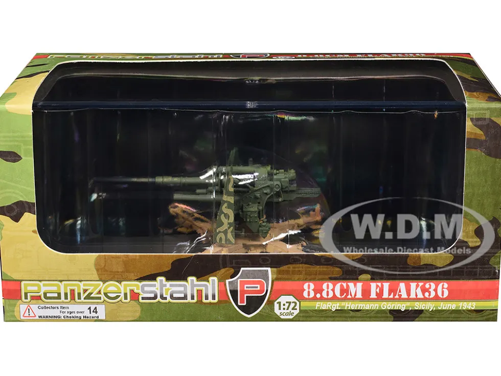 8.8cm Flak36 Gun "FlaRgt., Hermann Goring, Sicily" (1943) German Army 1/72 Diecast Model by Panzerstahl