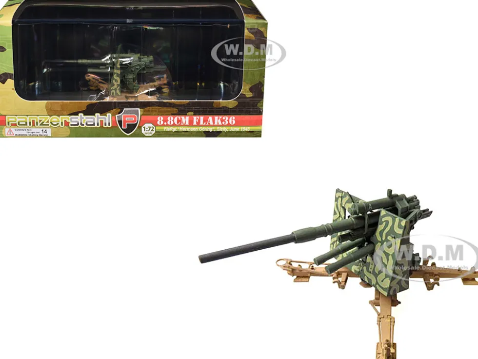 8.8cm Flak36 Gun "FlaRgt., Hermann Goring, Sicily" (1943) German Army 1/72 Diecast Model by Panzerstahl