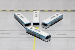 Cobus 3000 Passenger Bus White and Blue with Graphics US Airways Shuttle Bus Greener Transit 4 Piece Set 1/400 Diecast Models GeminiJets GJ1534