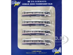 Cobus 3000 Passenger Bus White and Blue US Airways Shuttle Bus 4 Piece Set 1/400 Diecast Models GeminiJets GJ1533