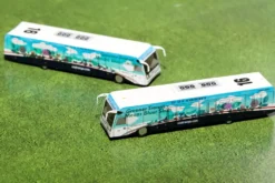 Cobus 3000 Passenger Bus White and Blue with Graphics US Airways Shuttle Bus Greener Transit 2 Piece Set Gemini 200 Series Diecast Models GeminiJets G2USA574