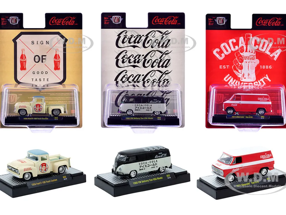 Coca-Cola Set of 3 pieces Release 62 Limited Edition to 8000 pieces Worldwide 1/64 Diecast Model Cars by M2 Machines