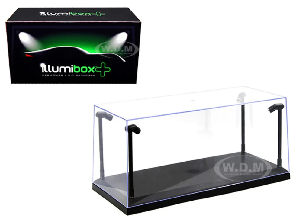 Collectible Display Show Case with LED Lights for 1/18 1/24 Models with Black Base 14001
