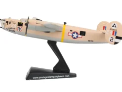 Consolidated B 24D Liberator Bomber Aircraft Strawberry Bitch 376th Heavy Bombardment North Africa United States Army Air Forces 1/163 Diecast Model Airplane Postage Stamp PS5557-5