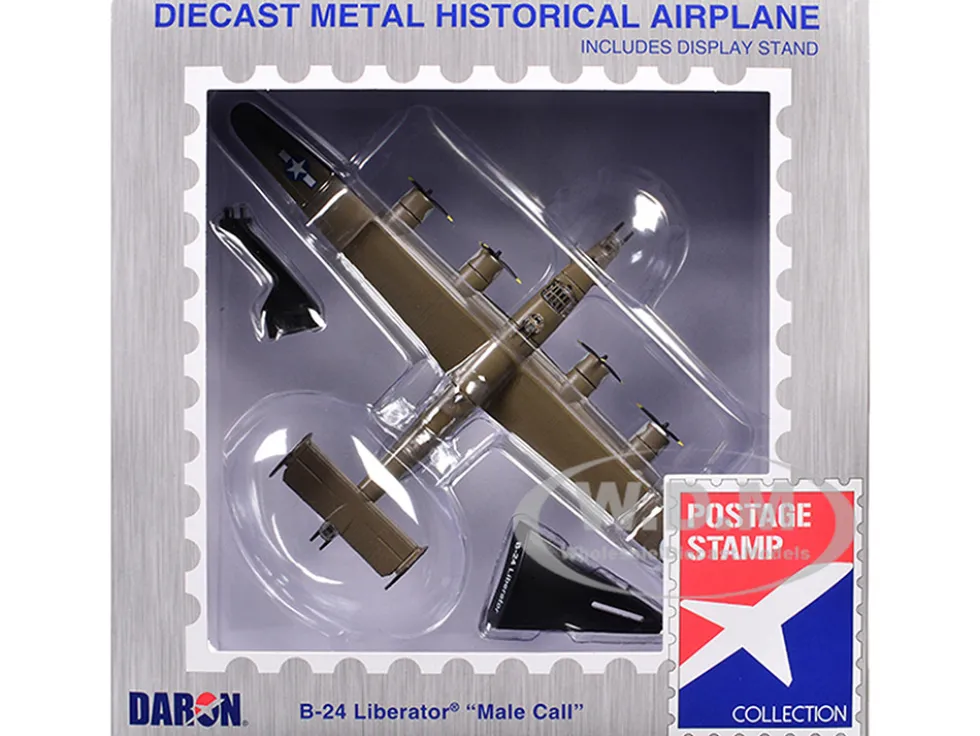 Consolidated B-24 Liberator Bomber Aircraft "Male Call, 707th Bomb Squadron, 446th Bomb Group" United States Army Air Forces 1/163 Diecast Model Airplane by Postage Stamp