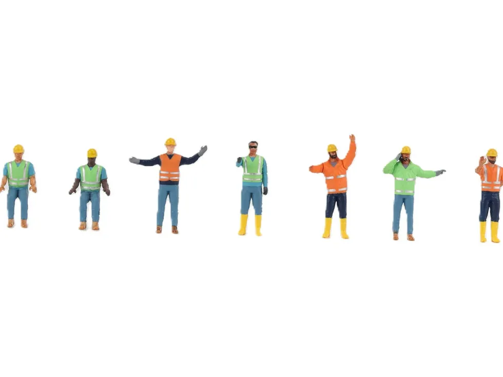 Construction Workers 7 Piece Figure Set for 1/50 Scale Models by Diecast Masters