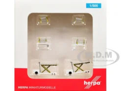 Container Loader 2 Vehicle Set White 1/500 Diecast Model by Herpa