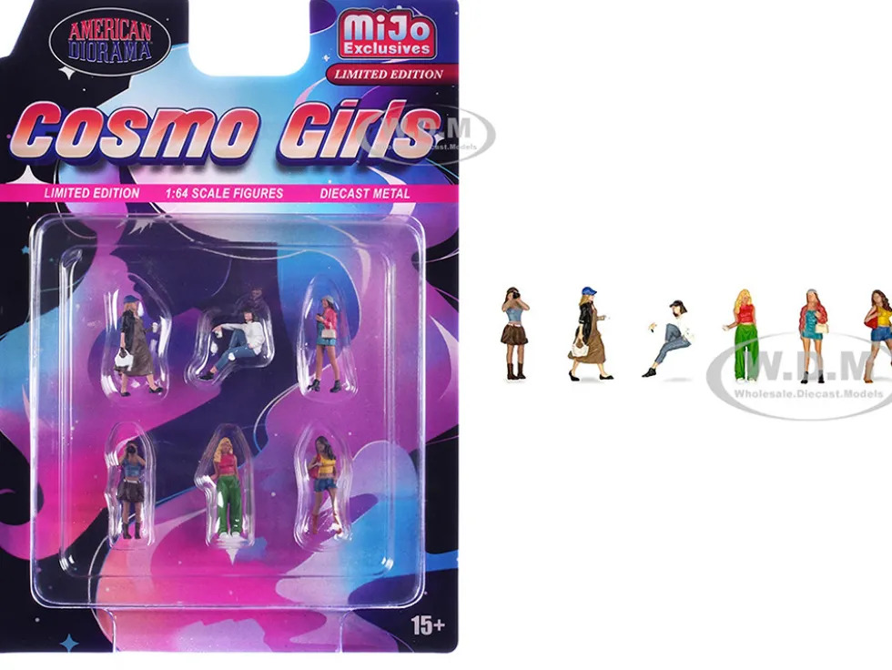 Cosmo Girls 6 piece Diecast Figure Set (6 Figures) Limited Edition for 1/64 Scale Models by American Diorama
