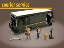 Courier Service 5 Piece Diecast Figures Set 2 Worker Figures 3 accessories Limited Edition 4800 pieces Worldwide 1/64 Scale Models American Diorama 76495