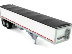 Covered Grain Trailer White with Black Tarp 1/87 (HO) Plastic Model Car by HO Logistics