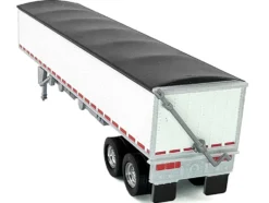 Covered Grain Trailer White with Black Tarp 1/87 (HO) Plastic Model Car by HO Logistics