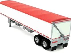 Covered Grain Trailer White with Red Tarp 1/87 (HO) Plastic Model Car by HO Logistics