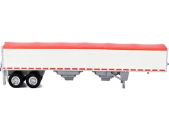 Covered Grain Trailer White with Red Tarp 1/87 (HO) Plastic Model Car by HO Logistics