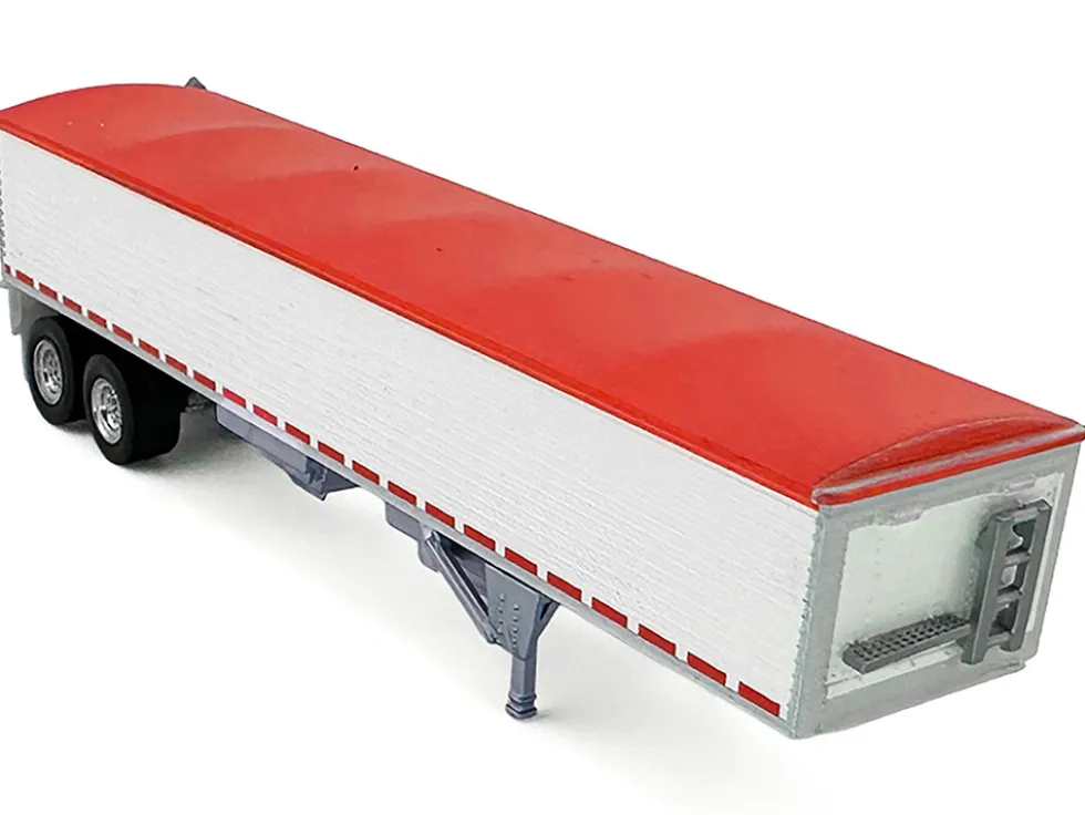 Covered Grain Trailer White with Red Tarp 1/87 (HO) Plastic Model Car by HO Logistics