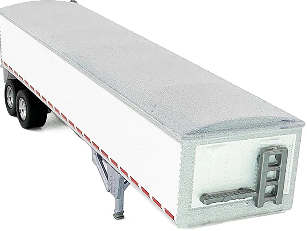 Covered Grain Trailer White with Silver Tarp 1/87 (HO) Plastic Model Car by HO Logistics