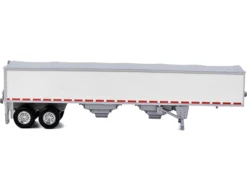Covered Grain Trailer White with Silver Tarp 1/87 (HO) Plastic Model Car by HO Logistics