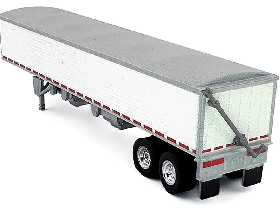 Covered Grain Trailer White with Silver Tarp 1/87 (HO) Plastic Model Car by HO Logistics