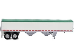 Covered Grain Trailer White with Green Tarp 1/87 (HO) Plastic Model Car by HO Logistics