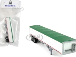 Covered Grain Trailer White with Green Tarp 1/87 (HO) Plastic Model Car by HO Logistics