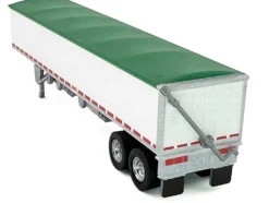 Covered Grain Trailer White with Green Tarp 1/87 (HO) Plastic Model Car by HO Logistics