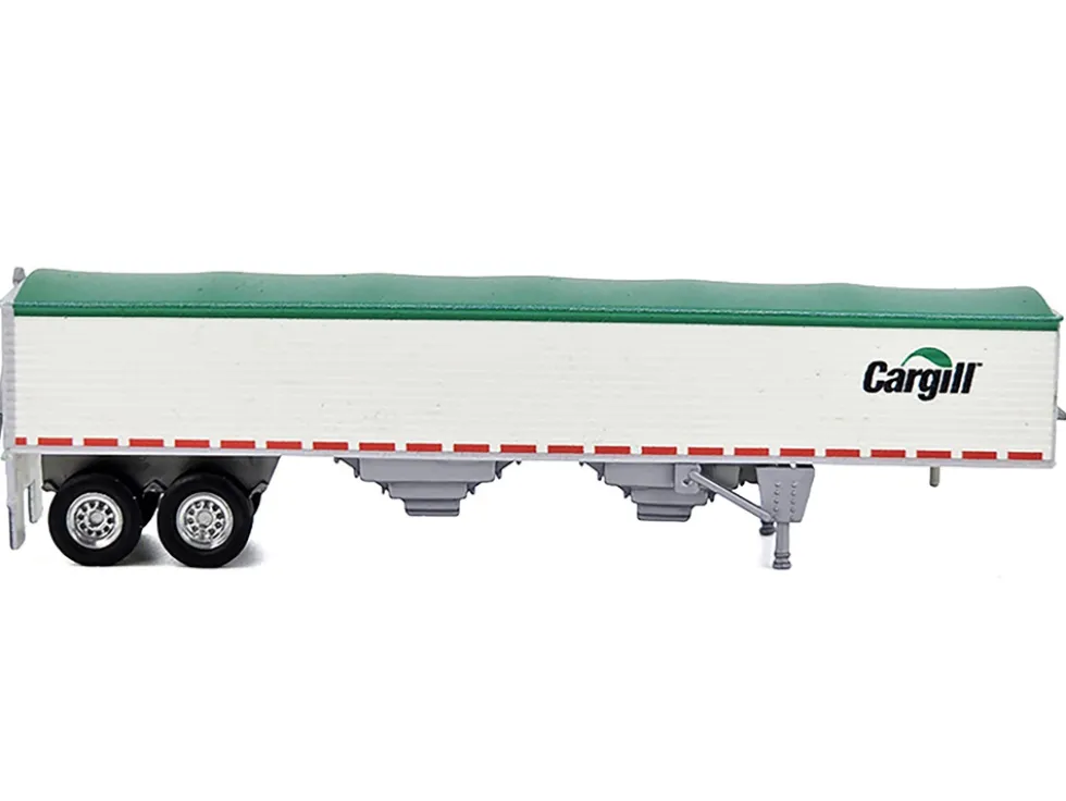 Covered Grain Trailer White with Green Tarp "Cargill" 1/87 (HO) Plastic Model Car by HO Logistics