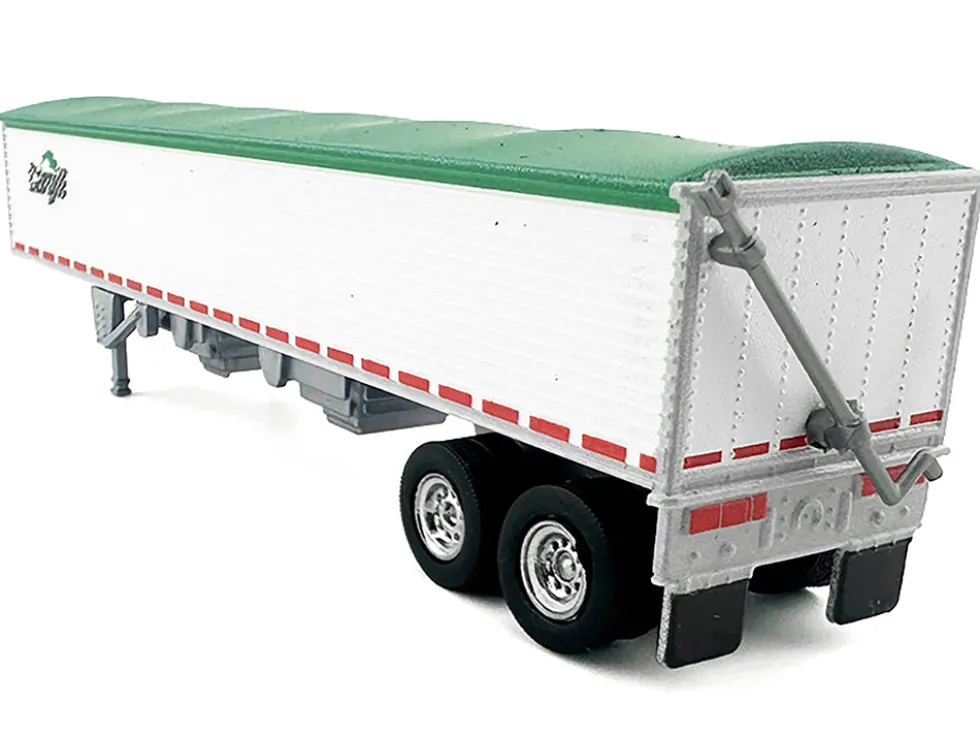 Covered Grain Trailer White with Green Tarp "Cargill" 1/87 (HO) Plastic Model Car by HO Logistics