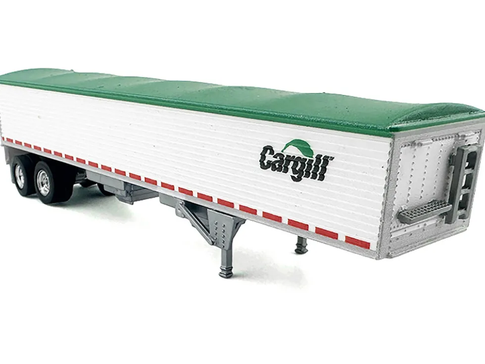 Covered Grain Trailer White with Green Tarp "Cargill" 1/87 (HO) Plastic Model Car by HO Logistics