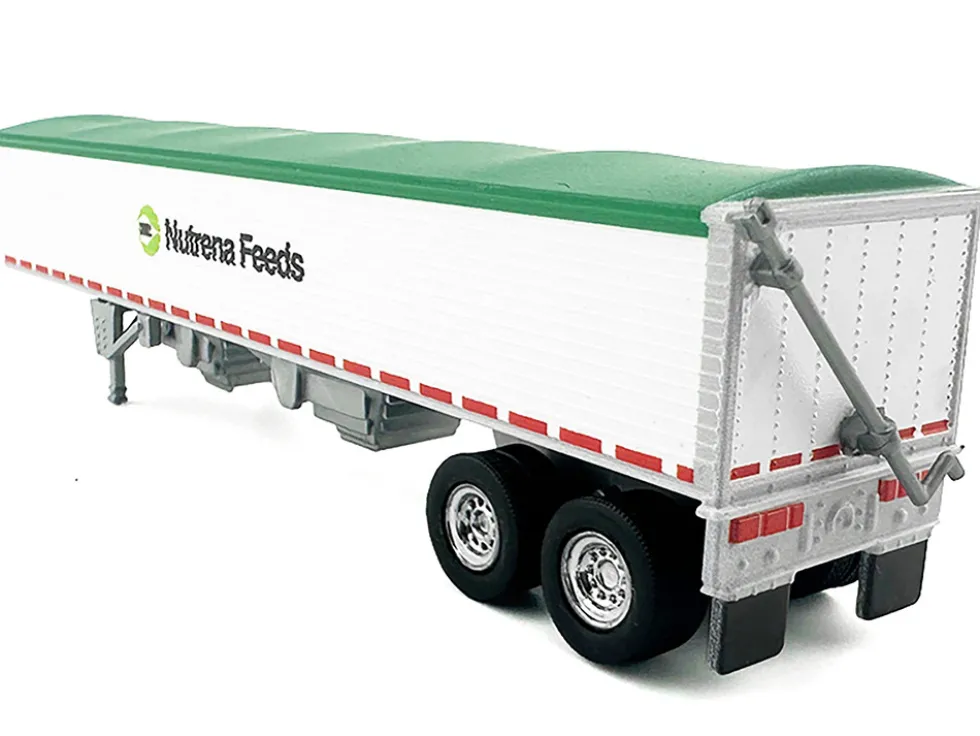 Covered Grain Trailer White with Green Tarp "Nutrena Feeds" 1/87 (HO) Plastic Model Car by HO Logistics