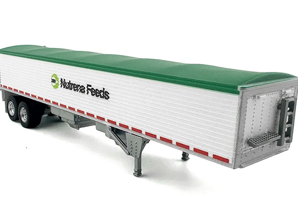 Covered Grain Trailer White with Green Tarp "Nutrena Feeds" 1/87 (HO) Plastic Model Car by HO Logistics