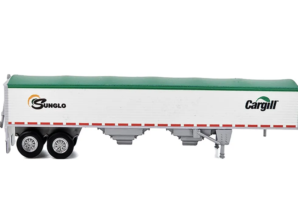 Covered Grain Trailer White with Green Tarp "SunGlo - Cargill" 1/87 (HO) Plastic Model Car by HO Logistics