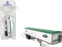 Covered Grain Trailer White with Green Tarp