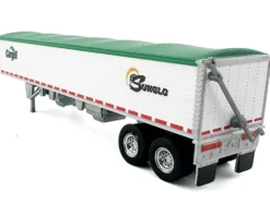 Covered Grain Trailer White with Green Tarp