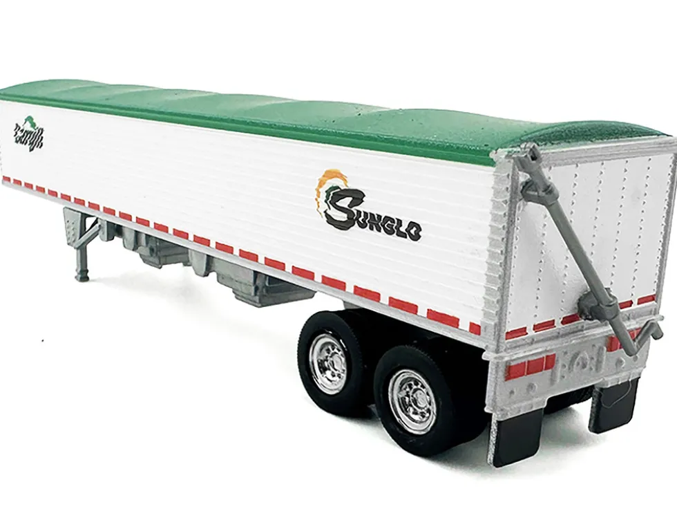 Covered Grain Trailer White with Green Tarp "SunGlo - Cargill" 1/87 (HO) Plastic Model Car by HO Logistics