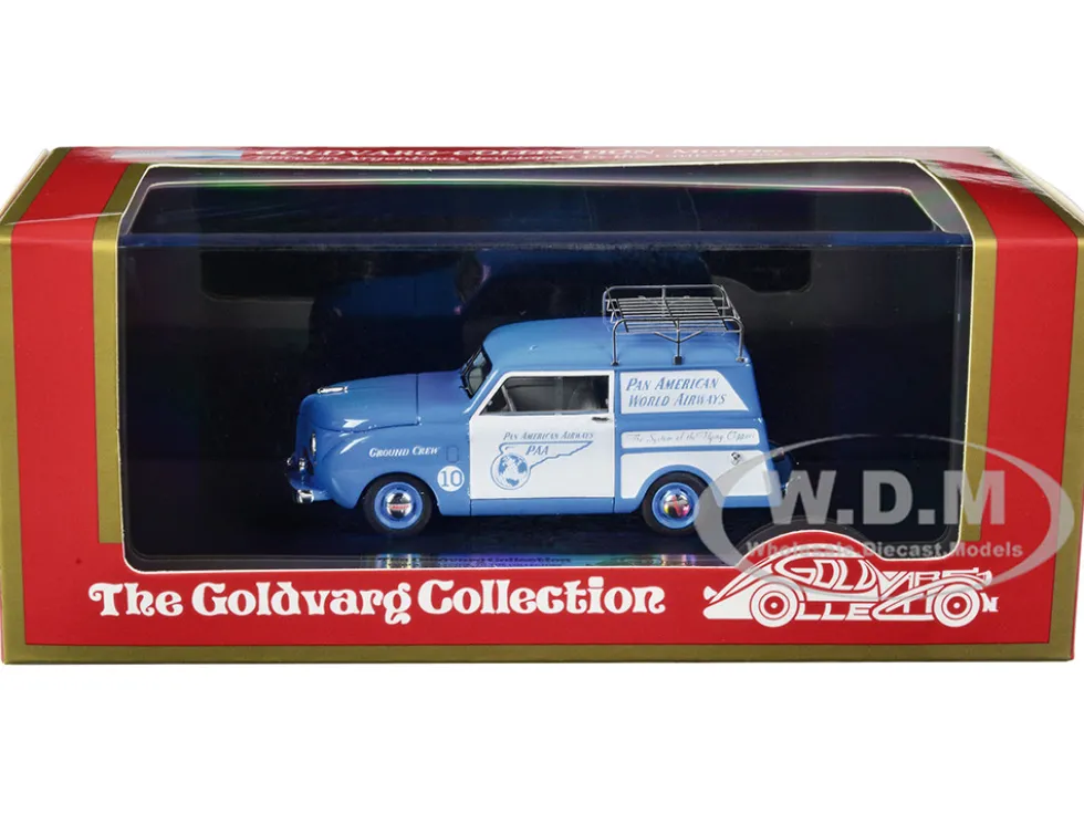 1948 Crosley Station Wagon Blue and White Pan American Airways Ground Crew with Roof Rack Limited Edition to 240 pieces Worldwide 1/43 Model Car Goldvarg Collection GC-PAA-004