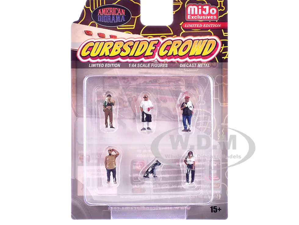 Curbside Crowd 6 piece Diecast Figure Set (6 Figures) Limited Edition for 1/64 Scale Models by American Diorama
