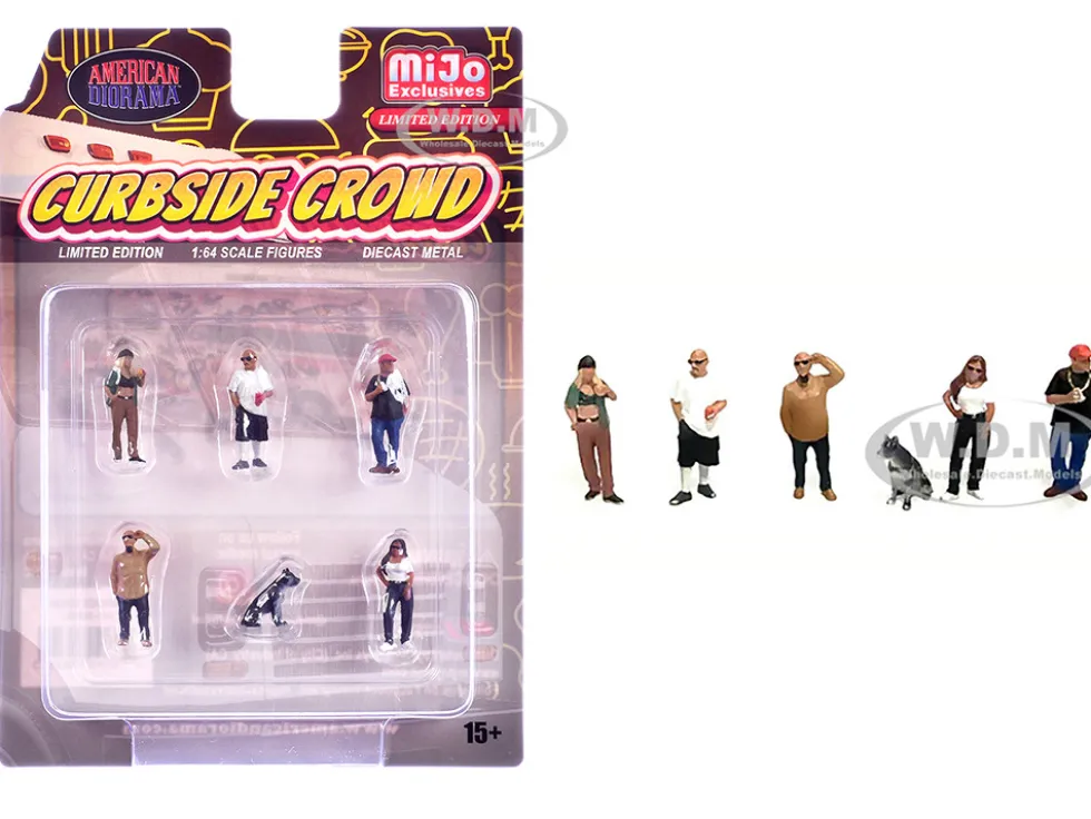 Curbside Crowd 6 piece Diecast Figure Set (6 Figures) Limited Edition for 1/64 Scale Models by American Diorama