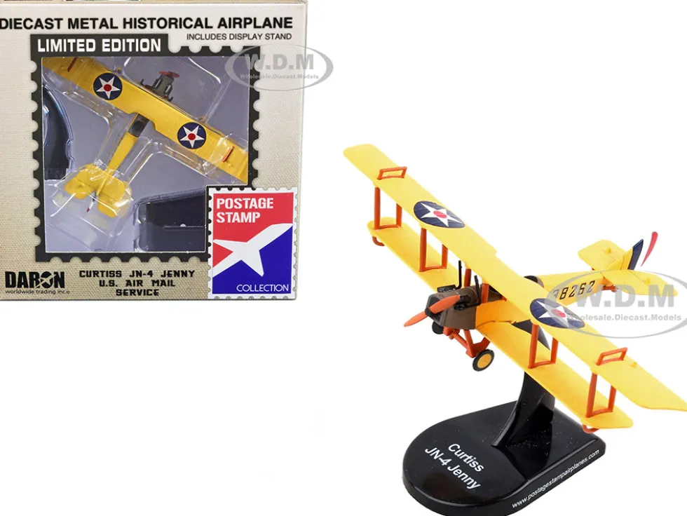Curtiss JN4 Jenny Biplane Aircraft US Air Mail Service United States Army 1/100 Diecast Model Airplane Postage Stamp PS5810-1
