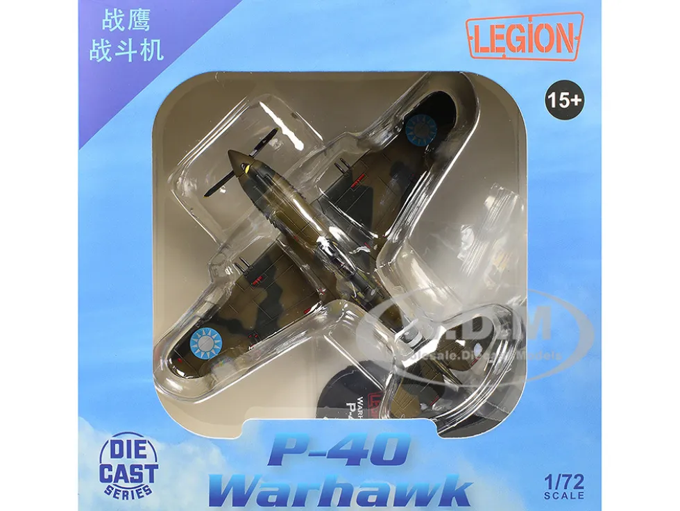 Curtiss P-40B/C Warhawk Fighter Aircraft "White 7, 1st Squadron, Flying Tigers, Chinese Air Force" (1942) 1st American Volunteer Group 1/72 Diecast Model Airplane by Legion