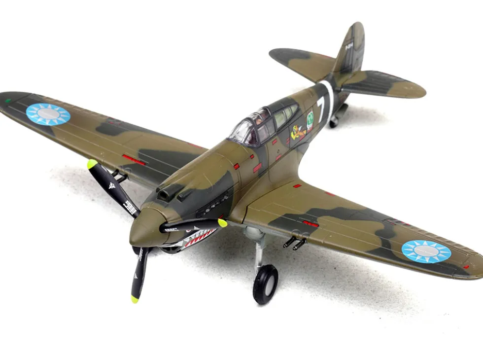 Curtiss P-40B/C Warhawk Fighter Aircraft "White 7, 1st Squadron, Flying Tigers, Chinese Air Force" (1942) 1st American Volunteer Group 1/72 Diecast Model Airplane by Legion