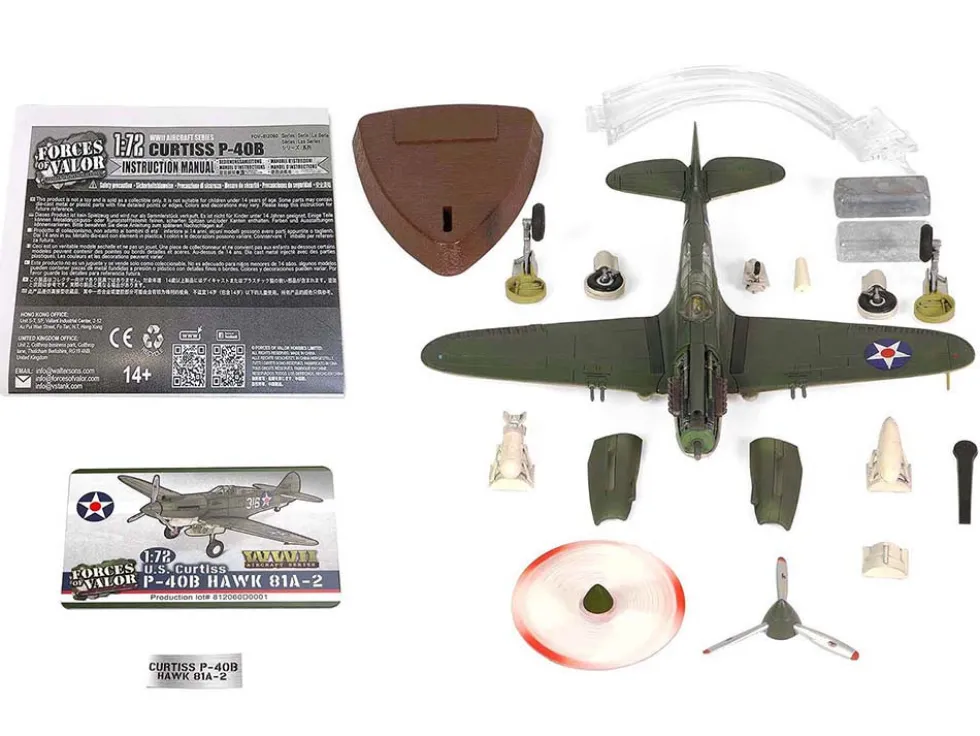 Curtiss P-40B HAWK 81A-2 P-8127 Aircraft Fighter 47th Pursuit Squadron 15th Pursuit Group Serial 316/15P Hawaiian Islands Pearl Habor 7 December 1941 WW2 Aircrafts Series 1/72 Diecast Model Forces of Valor FOV-812060D
